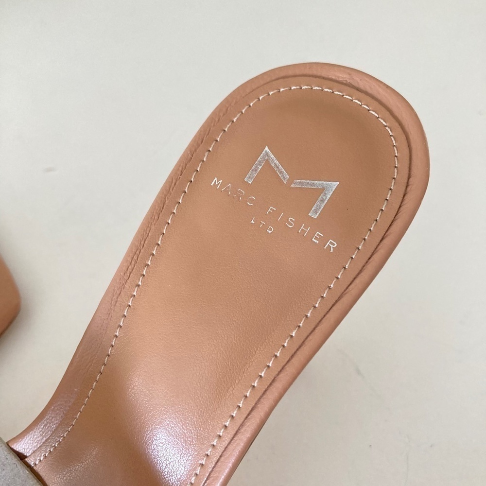 NWOT Mark Fisher Anthropologie Puffy Square Toe Heels Neutral Leather Sz 8.5 - Picture 4 of 8